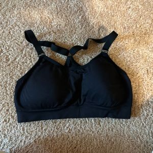Black sports bra with removable pads